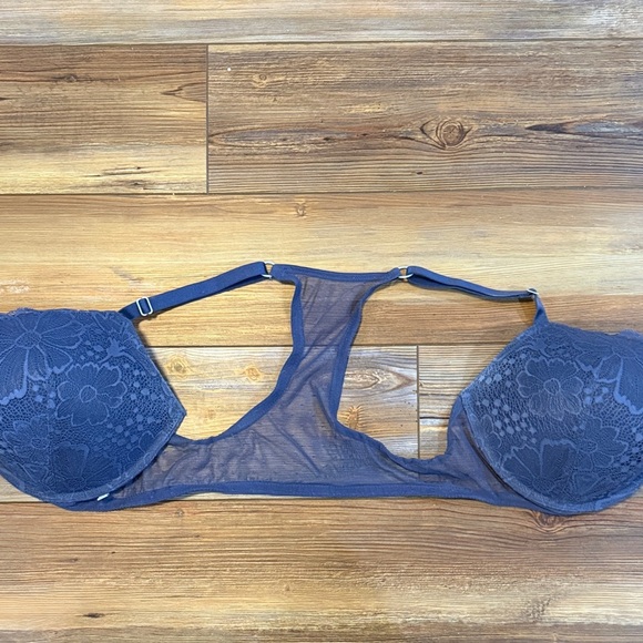Victoria’s Secret Elegant Lace Front Hook Women's Push Up Bra in Navy Blue 38DD - Picture 4 of 4